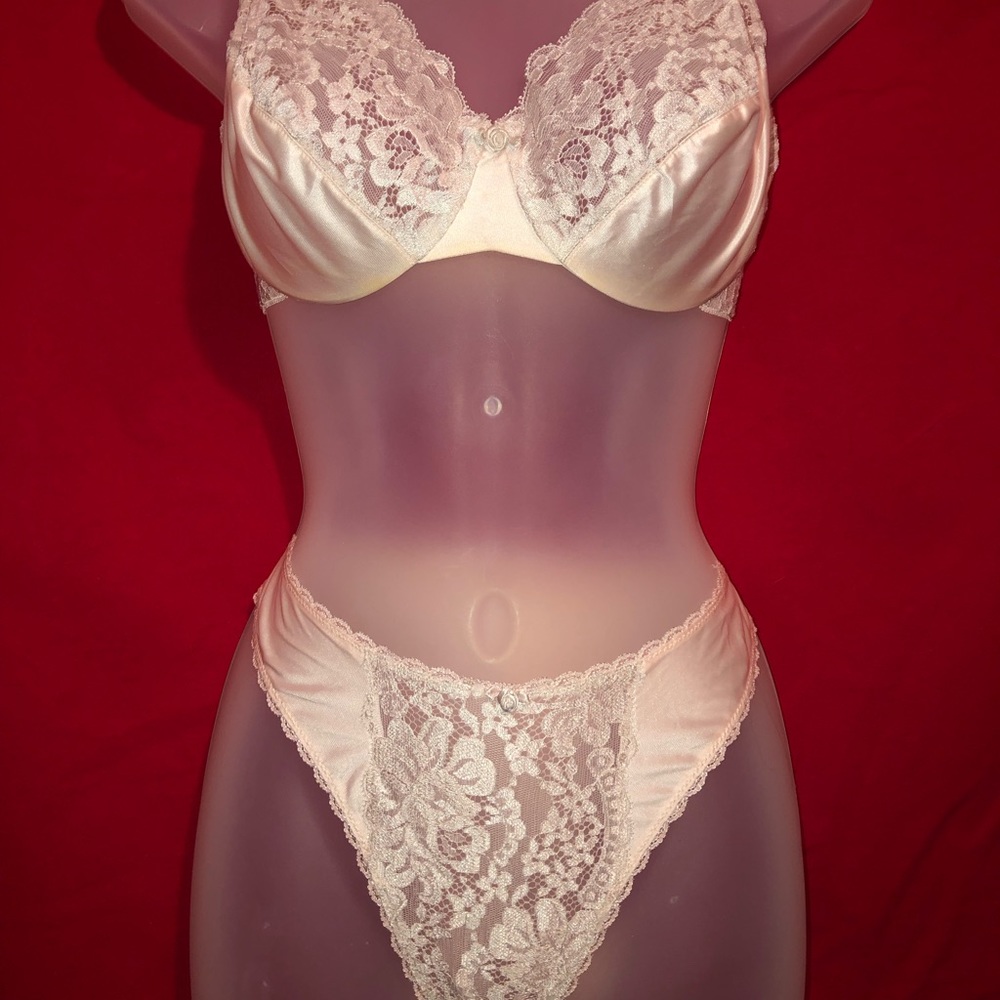 New Oscar De La Renta Bra Panty Set 34D Nude Pink